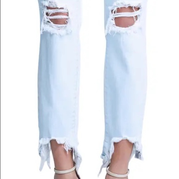 L'AGENCE High Line Destroyed Chewed Hem Crop Skinny Jeans 26 - Picture 5 of 6